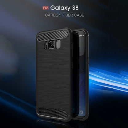 สำหรับ Galaxy S8 Brushed Carbon Fiber Texture กันกระแทกเคสฝาครอบป้องกัน TPU, For Galaxy S8, For Samsung Galaxy S8