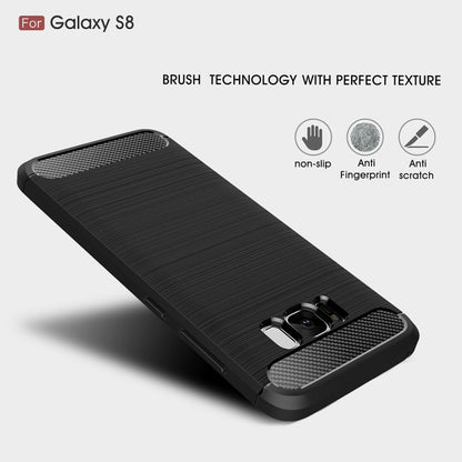 สำหรับ Galaxy S8 Brushed Carbon Fiber Texture กันกระแทกเคสฝาครอบป้องกัน TPU, For Galaxy S8, For Samsung Galaxy S8