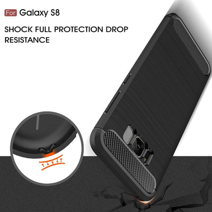 สำหรับ Galaxy S8 Brushed Carbon Fiber Texture กันกระแทกเคสฝาครอบป้องกัน TPU, For Galaxy S8, For Samsung Galaxy S8