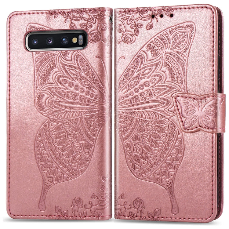 Butterfly Love Flowers ซองหนังพลิกแนวนอนลายนูนสำหรับ Galaxy S10 พร้อมตัวยึดและช่องเสียบการ์ดและกระเป๋าสตางค์และเชือกเส้นเล็ก, For Galaxy S10