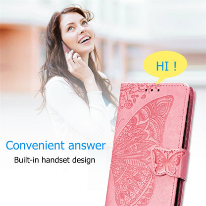 ผีเสื้อรักดอกไม้ลายนูนซองหนังพลิกแนวนอนสำหรับ Galaxy A50 พร้อมตัวยึดและช่องเสียบการ์ดและกระเป๋าสตางค์และเชือกเส้นเล็ก, For Galaxy A50
