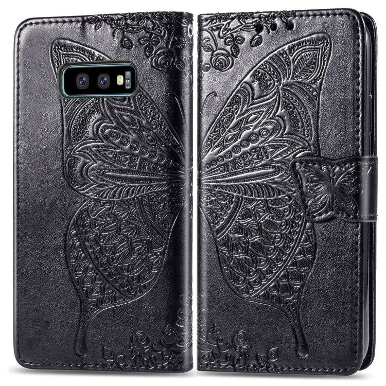 ผีเสื้อรักดอกไม้ลายนูนซองหนังพลิกแนวนอนสำหรับ Galaxy S10e พร้อมตัวยึดและช่องเสียบการ์ดและกระเป๋าสตางค์และเชือกเส้นเล็ก, For Galaxy S10e