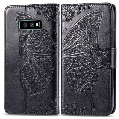 ผีเสื้อรักดอกไม้ลายนูนซองหนังพลิกแนวนอนสำหรับ Galaxy S10e พร้อมตัวยึดและช่องเสียบการ์ดและกระเป๋าสตางค์และเชือกเส้นเล็ก, For Galaxy S10e