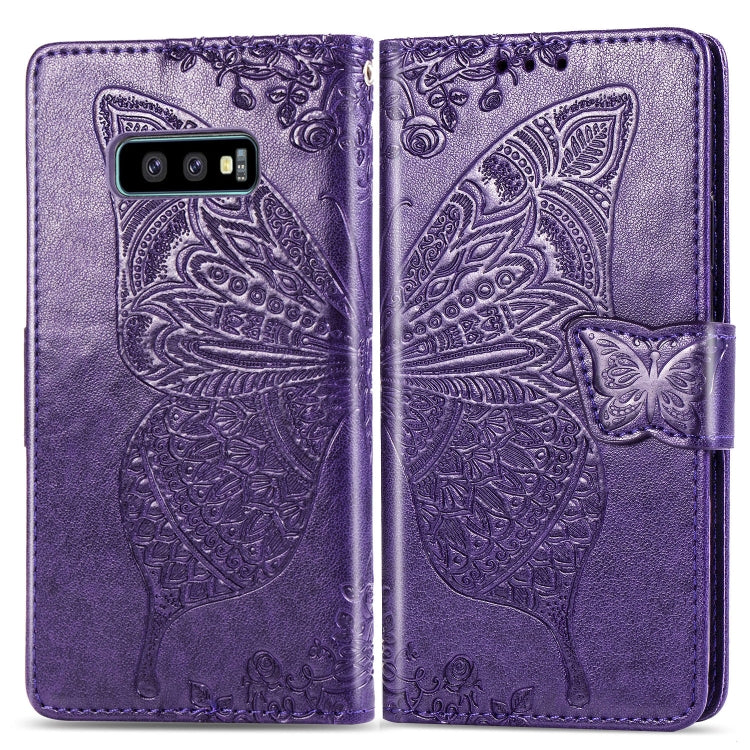 ผีเสื้อรักดอกไม้ลายนูนซองหนังพลิกแนวนอนสำหรับ Galaxy S10e พร้อมตัวยึดและช่องเสียบการ์ดและกระเป๋าสตางค์และเชือกเส้นเล็ก, For Galaxy S10e