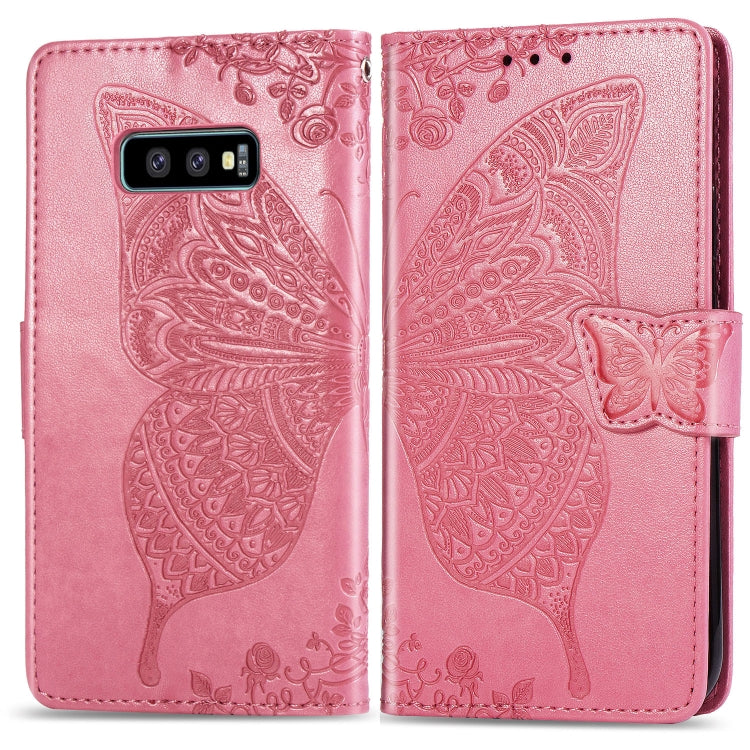 ผีเสื้อรักดอกไม้ลายนูนซองหนังพลิกแนวนอนสำหรับ Galaxy S10e พร้อมตัวยึดและช่องเสียบการ์ดและกระเป๋าสตางค์และเชือกเส้นเล็ก, For Galaxy S10e