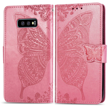 ผีเสื้อรักดอกไม้ลายนูนซองหนังพลิกแนวนอนสำหรับ Galaxy S10e พร้อมตัวยึดและช่องเสียบการ์ดและกระเป๋าสตางค์และเชือกเส้นเล็ก, For Galaxy S10e