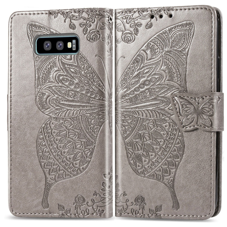 ผีเสื้อรักดอกไม้ลายนูนซองหนังพลิกแนวนอนสำหรับ Galaxy S10e พร้อมตัวยึดและช่องเสียบการ์ดและกระเป๋าสตางค์และเชือกเส้นเล็ก, For Galaxy S10e