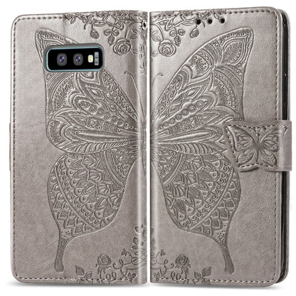 ผีเสื้อรักดอกไม้ลายนูนซองหนังพลิกแนวนอนสำหรับ Galaxy S10e พร้อมตัวยึดและช่องเสียบการ์ดและกระเป๋าสตางค์และเชือกเส้นเล็ก, For Galaxy S10e