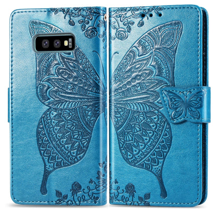 ผีเสื้อรักดอกไม้ลายนูนซองหนังพลิกแนวนอนสำหรับ Galaxy S10e พร้อมตัวยึดและช่องเสียบการ์ดและกระเป๋าสตางค์และเชือกเส้นเล็ก, For Galaxy S10e