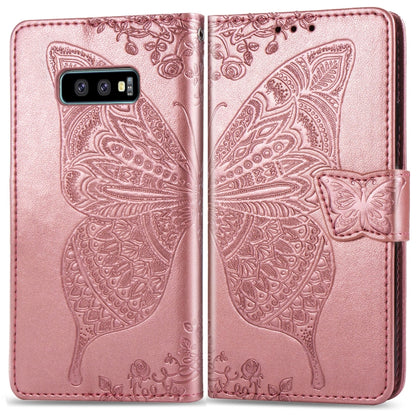 ผีเสื้อรักดอกไม้ลายนูนซองหนังพลิกแนวนอนสำหรับ Galaxy S10e พร้อมตัวยึดและช่องเสียบการ์ดและกระเป๋าสตางค์และเชือกเส้นเล็ก, For Galaxy S10e