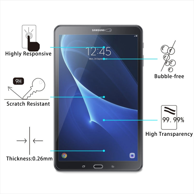 สำหรับ Galaxy Tab A 10.1 (2016) T580 / T585 0.26mm 9H ความแข็งพื้นผิว 2.5D ฟิล์มกันรอยนิรภัยป้องกันการระเบิด, For T580