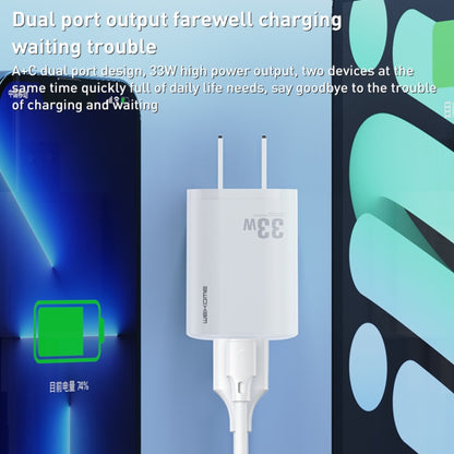 WK WP-U140 33W Power Series USB+USB-C/Type-C Fast Charger, ข้อมูลจำเพาะ: ปลั๊ก US, 33W US Plug