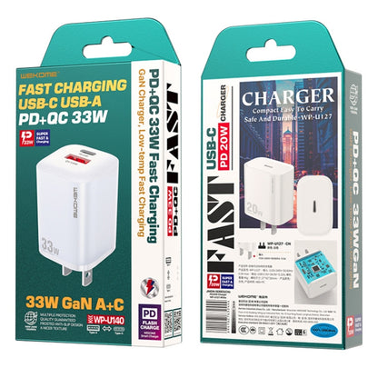 WK WP-U140 33W Power Series USB+USB-C/Type-C Fast Charger, ข้อมูลจำเพาะ: ปลั๊ก US, 33W US Plug