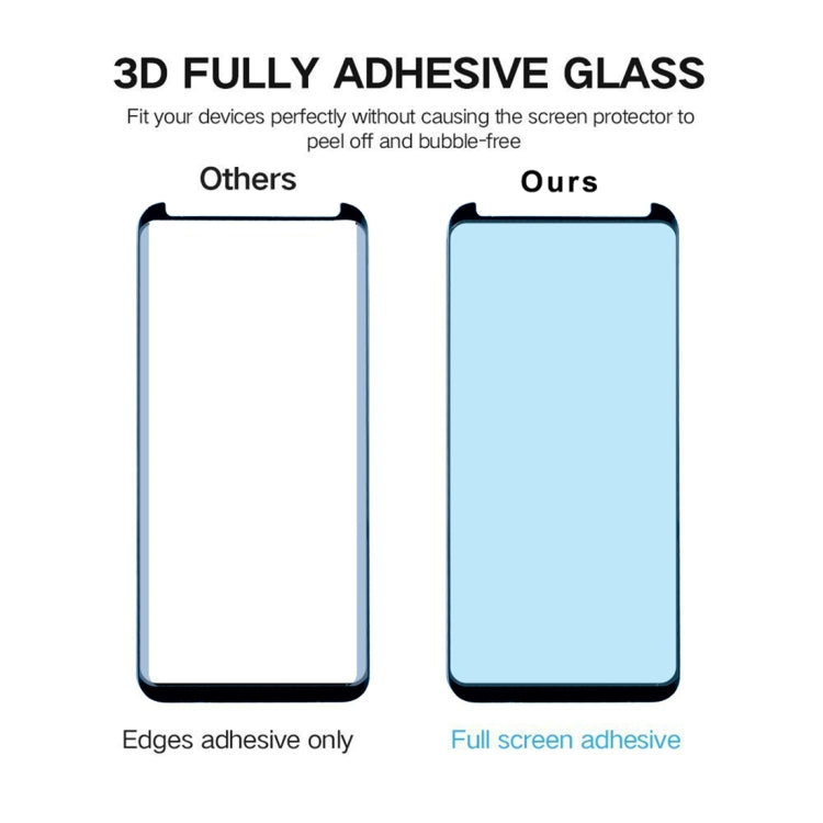 สำหรับ Galaxy S9 0.33 มิลลิเมตร 9 H ความแข็งพื้นผิว 3D ขอบโค้งป้องกันรอยขีดข่วนไม่เต็มหน้าจอ HD เต็มกาวป้องกันหน้าจอแก้ว, For Galaxy S9 Fully Adhesive
