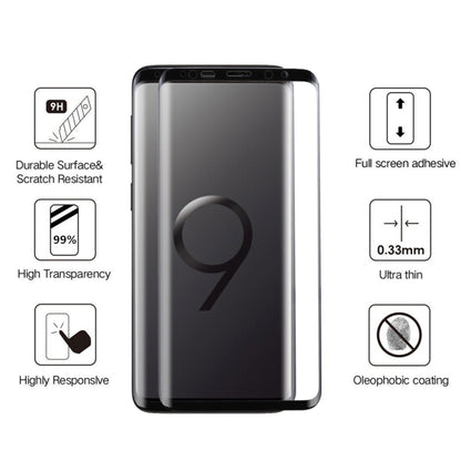 สำหรับ Galaxy S9 0.33 มิลลิเมตร 9 H ความแข็งพื้นผิว 3D ขอบโค้งป้องกันรอยขีดข่วนแบบเต็มหน้าจอ HD เต็มกาวป้องกันหน้าจอแก้ว, For Galaxy S9