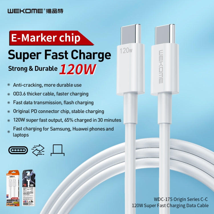 WK WDC-175 120W USB-C/Type-C to USB/Type-C Fast Charge Data Cable, ความยาว: 1.2 ม.