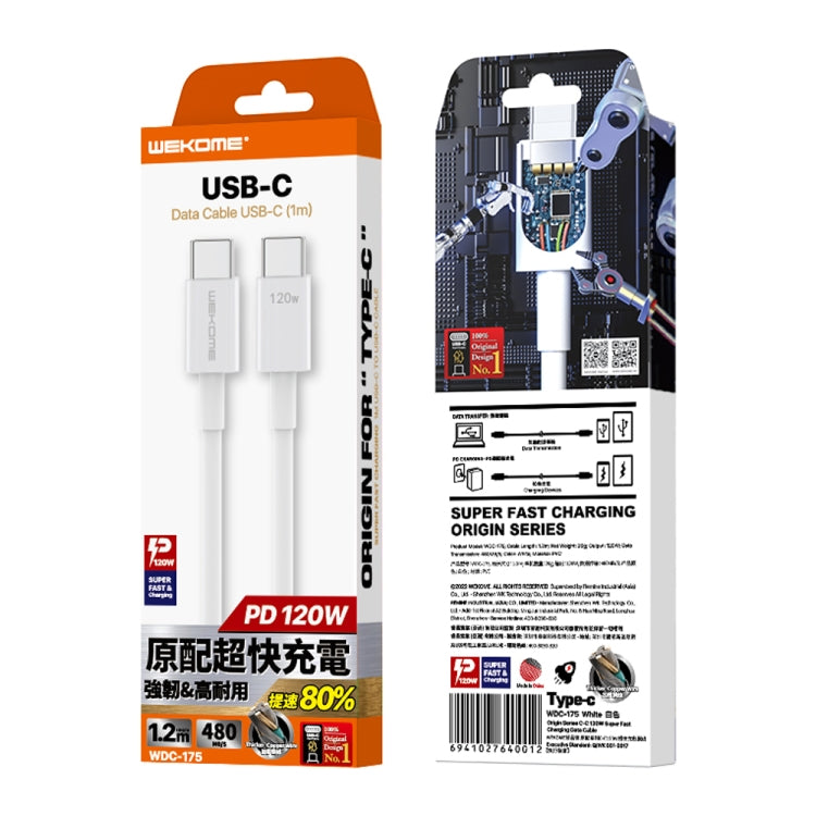 WK WDC-175 120W USB-C/Type-C to USB/Type-C Fast Charge Data Cable, ความยาว: 1.2 ม.