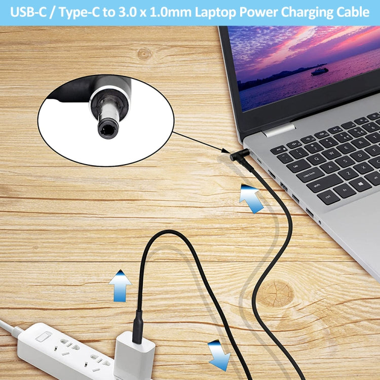 USB-C / Type-C ถึง 3.0 x 1.0 มม. สายชาร์จแล็ปท็อป, ความยาวสายเคเบิล: ประมาณ 1.5 ม., Type-C to 3.0 x 1.1mm