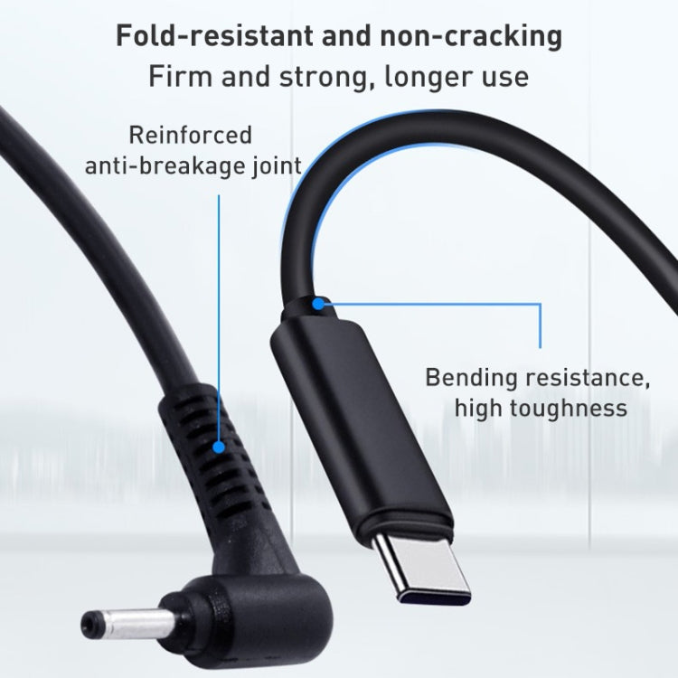 USB-C / Type-C ถึง 4.0 x 1.7 มม. สายชาร์จแล็ปท็อป, ความยาวสายเคเบิล: ประมาณ 1.5 ม., Type-C to 4.0 x 1.7mm Bullet Head