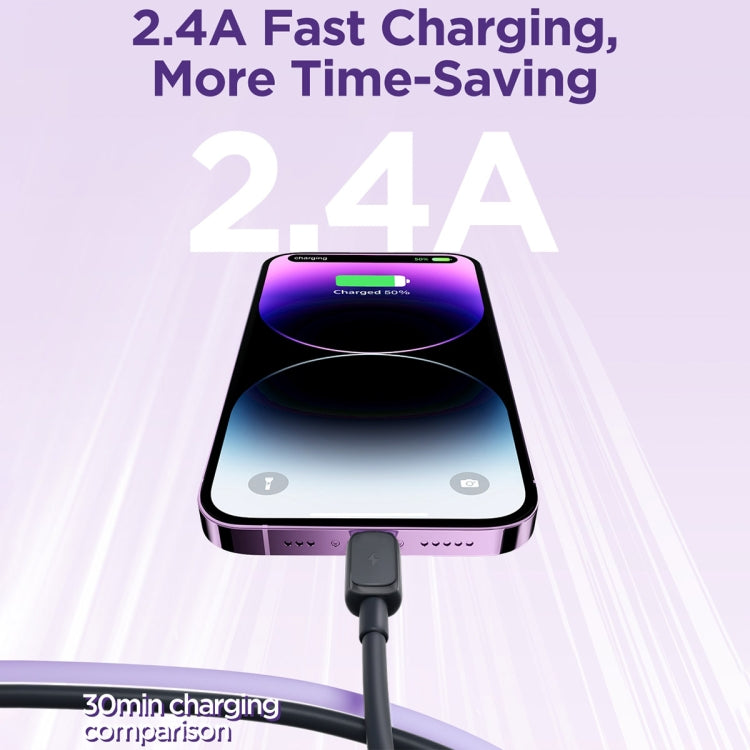 JOYROOM SAL012A14 ซีรีย์หลากสี 2.4A USB ถึง 8 Pin สายเคเบิลข้อมูลการชาร์จอย่างรวดเร็วความยาว: 1.2 ม., USB to 8 Pin
