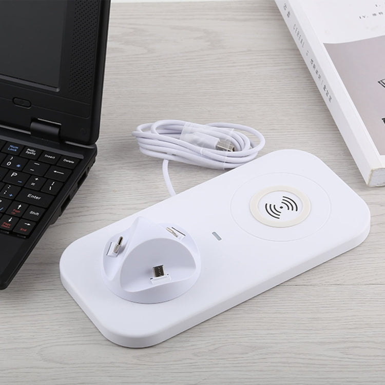 USB เป็น 3 in 1 (8 Pin + Micro USB + USB-C / Type-C) แท่นชาร์จ แท่นชาร์จตั้งโต๊ะซิงค์ข้อมูลที่วางขาตั้งพร้อมเครื่องชาร์จไร้สาย Qi และสาย USB