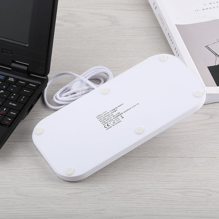 USB เป็น 3 in 1 (8 Pin + Micro USB + USB-C / Type-C) แท่นชาร์จ แท่นชาร์จตั้งโต๊ะซิงค์ข้อมูลที่วางขาตั้งพร้อมเครื่องชาร์จไร้สาย Qi และสาย USB