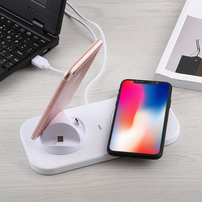 USB เป็น 3 in 1 (8 Pin + Micro USB + USB-C / Type-C) แท่นชาร์จ แท่นชาร์จตั้งโต๊ะซิงค์ข้อมูลที่วางขาตั้งพร้อมเครื่องชาร์จไร้สาย Qi และสาย USB
