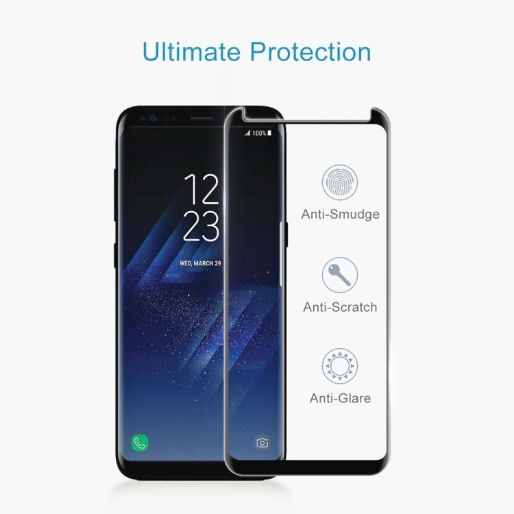 สำหรับ Galaxy S8 + / G955 0.26mm 9H ความแข็งพื้นผิว 3D ป้องกันการระเบิดไม่เต็มหน้าจอโค้งกรณีที่เป็นมิตรฟิล์มกระจกนิรภัยที่มีกาวอย่างเต็มที่, For Galaxy S8+ Adhesive Black Frame