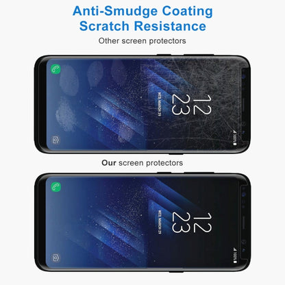 สำหรับ Galaxy S8 + / G955 0.26mm 9H ความแข็งพื้นผิว 3D ป้องกันการระเบิดไม่เต็มหน้าจอโค้งกรณีที่เป็นมิตรฟิล์มกระจกนิรภัยที่มีกาวอย่างเต็มที่, For Galaxy S8+ Adhesive Black Frame