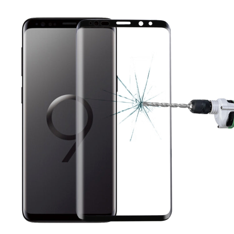 สำหรับ Galaxy S9 + 0.33mm 9H ความแข็งพื้นผิว 3D ขอบโค้งป้องกันรอยขีดข่วนแบบเต็มหน้าจอ HD เต็มกาวป้องกันหน้าจอกระจก, For Galaxy S9+