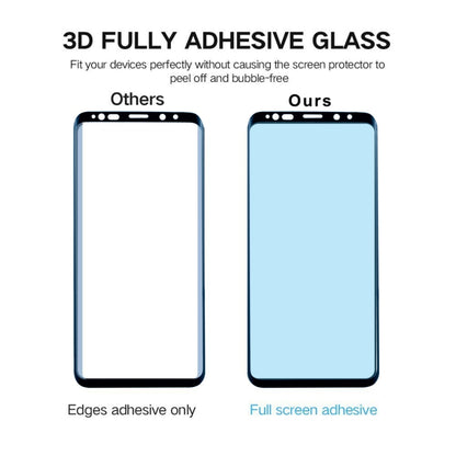 สำหรับ Galaxy S9 + 0.33mm 9H ความแข็งพื้นผิว 3D ขอบโค้งป้องกันรอยขีดข่วนแบบเต็มหน้าจอ HD เต็มกาวป้องกันหน้าจอกระจก, For Galaxy S9+