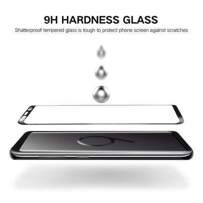 สำหรับ Galaxy S9 + 0.33mm 9H ความแข็งพื้นผิว 3D ขอบโค้งป้องกันรอยขีดข่วนแบบเต็มหน้าจอ HD เต็มกาวป้องกันหน้าจอกระจก, For Galaxy S9+