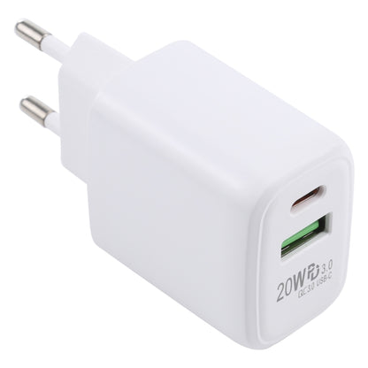LZ-215A+C 20W QC 3.0 USB PD 3.0 USB-C / Type-C ที่ชาร์จสำหรับเดินทางชาร์จเร็ว, ปลั๊ก EU, EU Plug