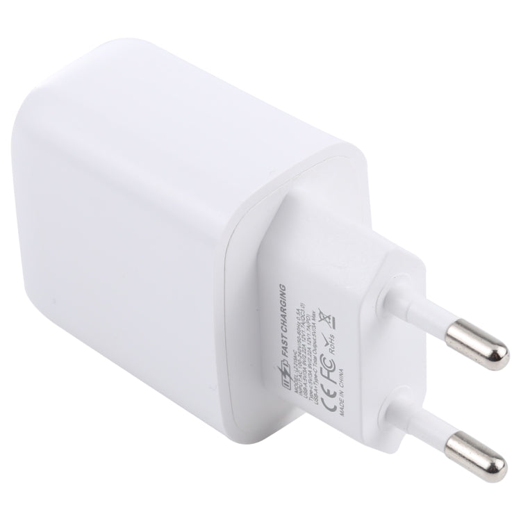 LZ-215A+C 20W QC 3.0 USB PD 3.0 USB-C / Type-C ที่ชาร์จสำหรับเดินทางชาร์จเร็ว, ปลั๊ก EU, EU Plug