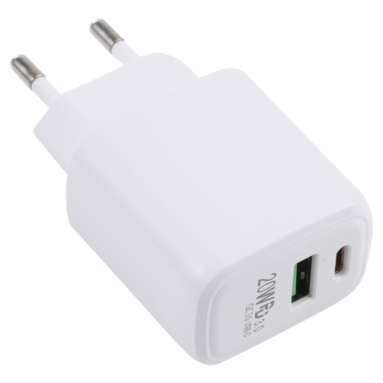 LZ-215A+C 20W QC 3.0 USB PD 3.0 USB-C / Type-C ที่ชาร์จสำหรับเดินทางชาร์จเร็ว, ปลั๊ก EU, EU Plug