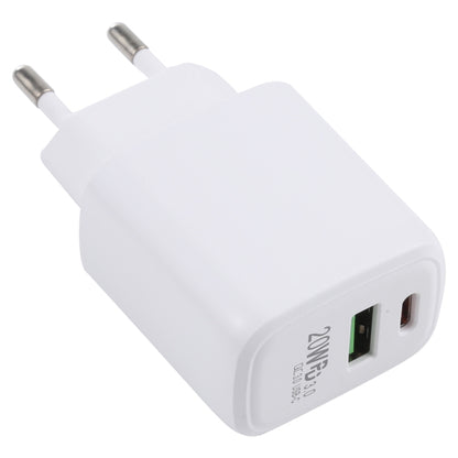 LZ-215A+C 20W QC 3.0 USB PD 3.0 USB-C / Type-C ที่ชาร์จสำหรับเดินทางชาร์จเร็ว, ปลั๊ก EU, EU Plug