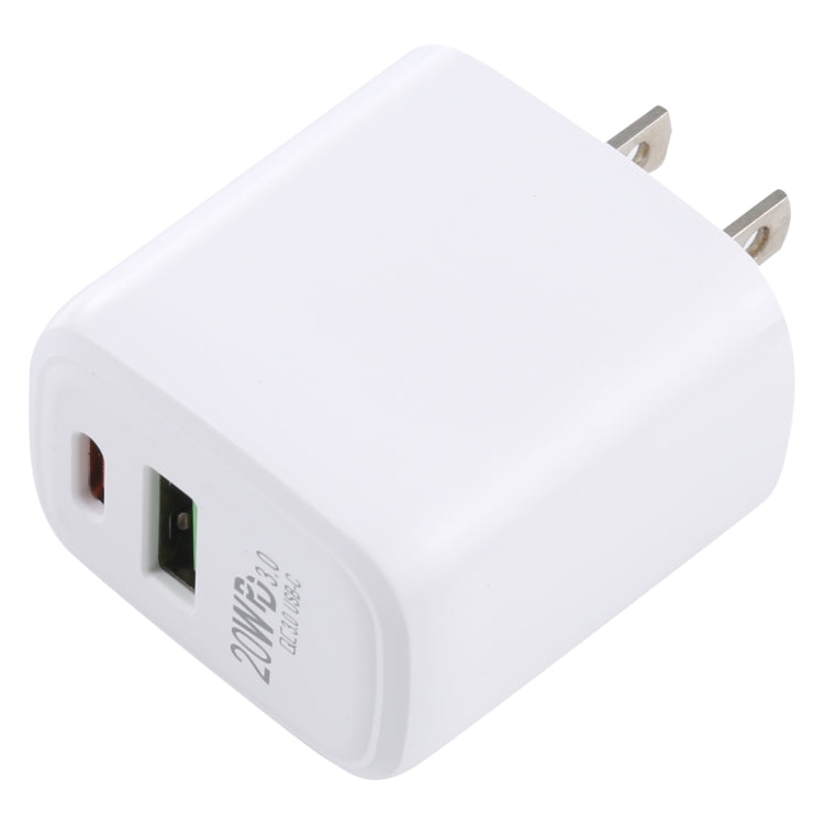 LZ-215A+C 20W QC 3.0 USB PD 3.0 USB-C / Type-C ที่ชาร์จสำหรับเดินทางชาร์จเร็ว, ปลั๊ก US, US Plug