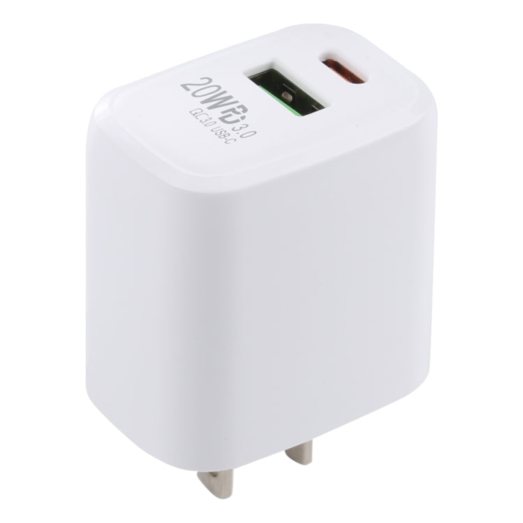 LZ-215A+C 20W QC 3.0 USB PD 3.0 USB-C / Type-C ที่ชาร์จสำหรับเดินทางชาร์จเร็ว, ปลั๊ก US, US Plug