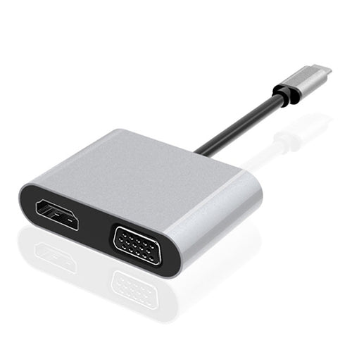 มัลติฟังก์ชั่น 2 in 1 USB-C / Type-C ถึง HDMI + VGA HUB Docking Station