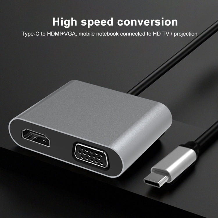 มัลติฟังก์ชั่น 2 in 1 USB-C / Type-C ถึง HDMI + VGA HUB Docking Station