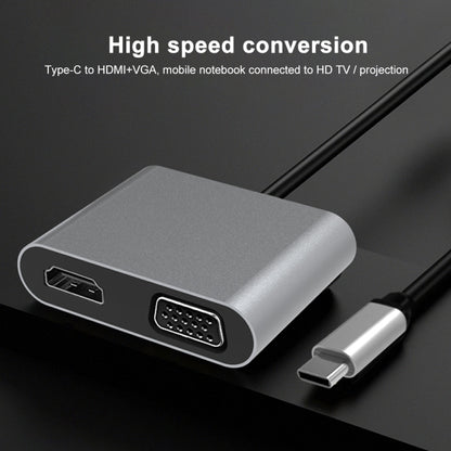 มัลติฟังก์ชั่น 2 in 1 USB-C / Type-C ถึง HDMI + VGA HUB Docking Station