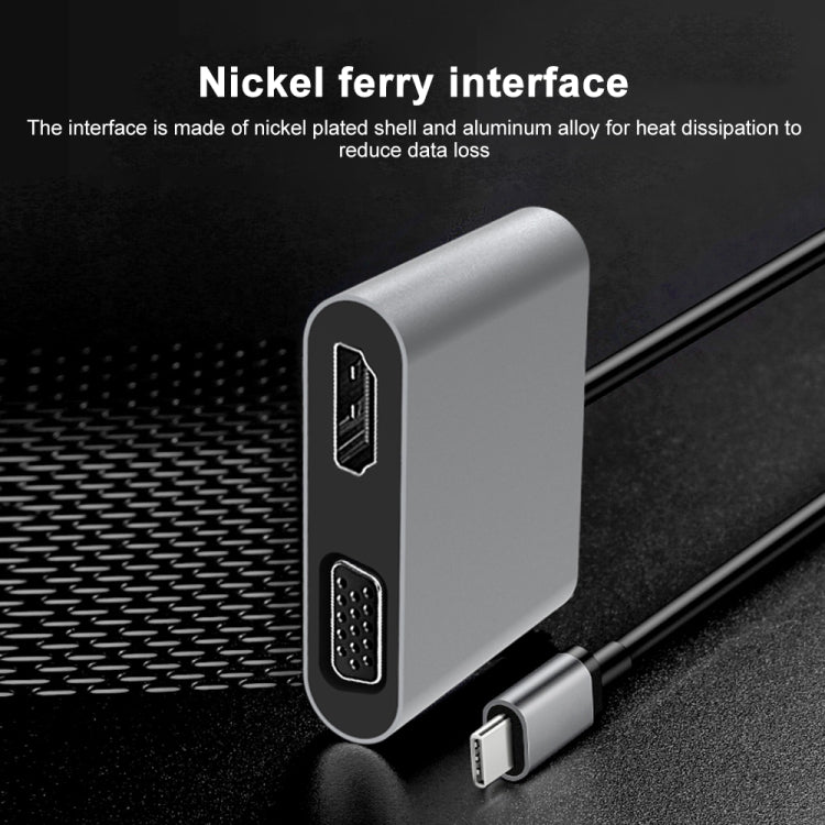 มัลติฟังก์ชั่น 2 in 1 USB-C / Type-C ถึง HDMI + VGA HUB Docking Station