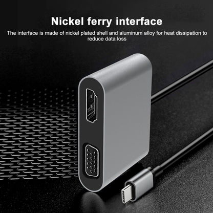 มัลติฟังก์ชั่น 2 in 1 USB-C / Type-C ถึง HDMI + VGA HUB Docking Station