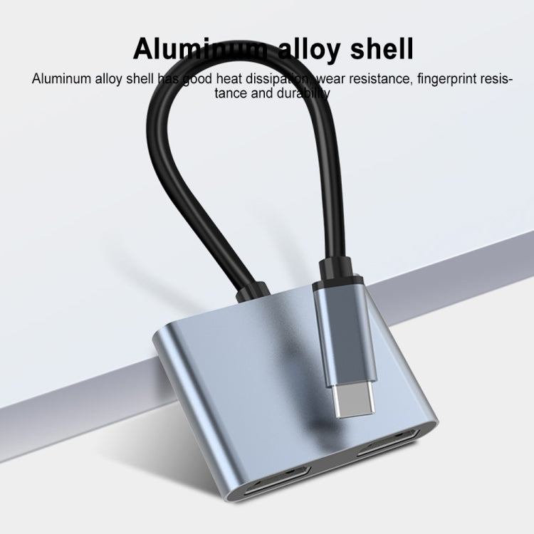 มัลติฟังก์ชั่น 2 in 1 USB-C / Type-C ถึง Dual HDMI HUB Docking Station