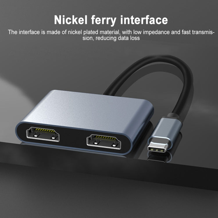 มัลติฟังก์ชั่น 2 in 1 USB-C / Type-C ถึง Dual HDMI HUB Docking Station