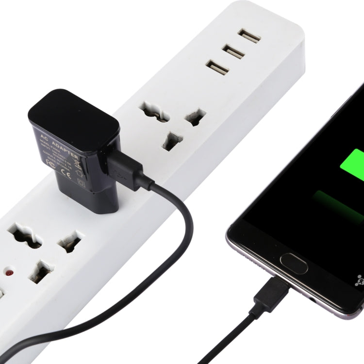 เครื่องชาร์จ USB ระบุตัวตนอัจฉริยะ 5V 2.1A พร้อมสายชาร์จ USB เป็น USB-C / Type-C ขนาด 1 ม. ปลั๊ก EU