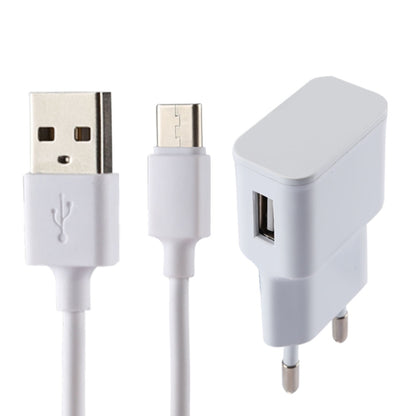 เครื่องชาร์จ USB ระบุตัวตนอัจฉริยะ 5V 2.1A พร้อมสายชาร์จ USB เป็น USB-C / Type-C ขนาด 1 ม. ปลั๊ก EU