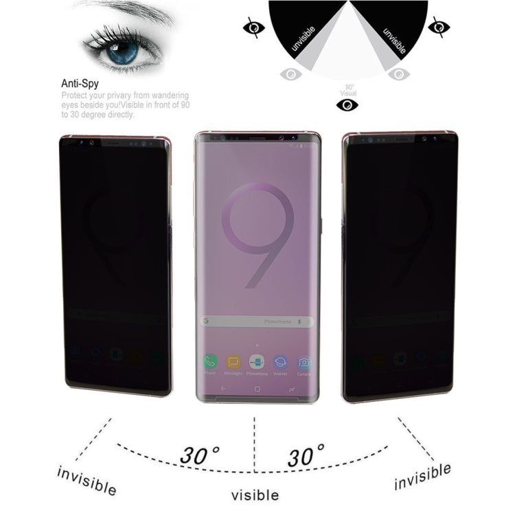 Privacy Anti-glare 0.3mm 9H 3D Curved Edge Tempered Glass Film สำหรับ Galaxy Note 9, For Galaxy Note 9