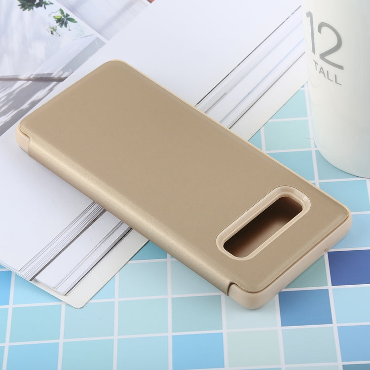 ซองหนังพลิกแนวนอน PU Electroplating Mirror สำหรับ Galaxy S10 พร้อมตัวยึด, For Galaxy S10
