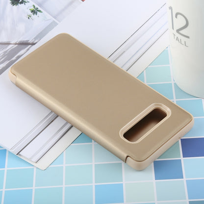 ซองหนังพลิกแนวนอน PU Electroplating Mirror สำหรับ Galaxy S10 พร้อมตัวยึด, For Galaxy S10